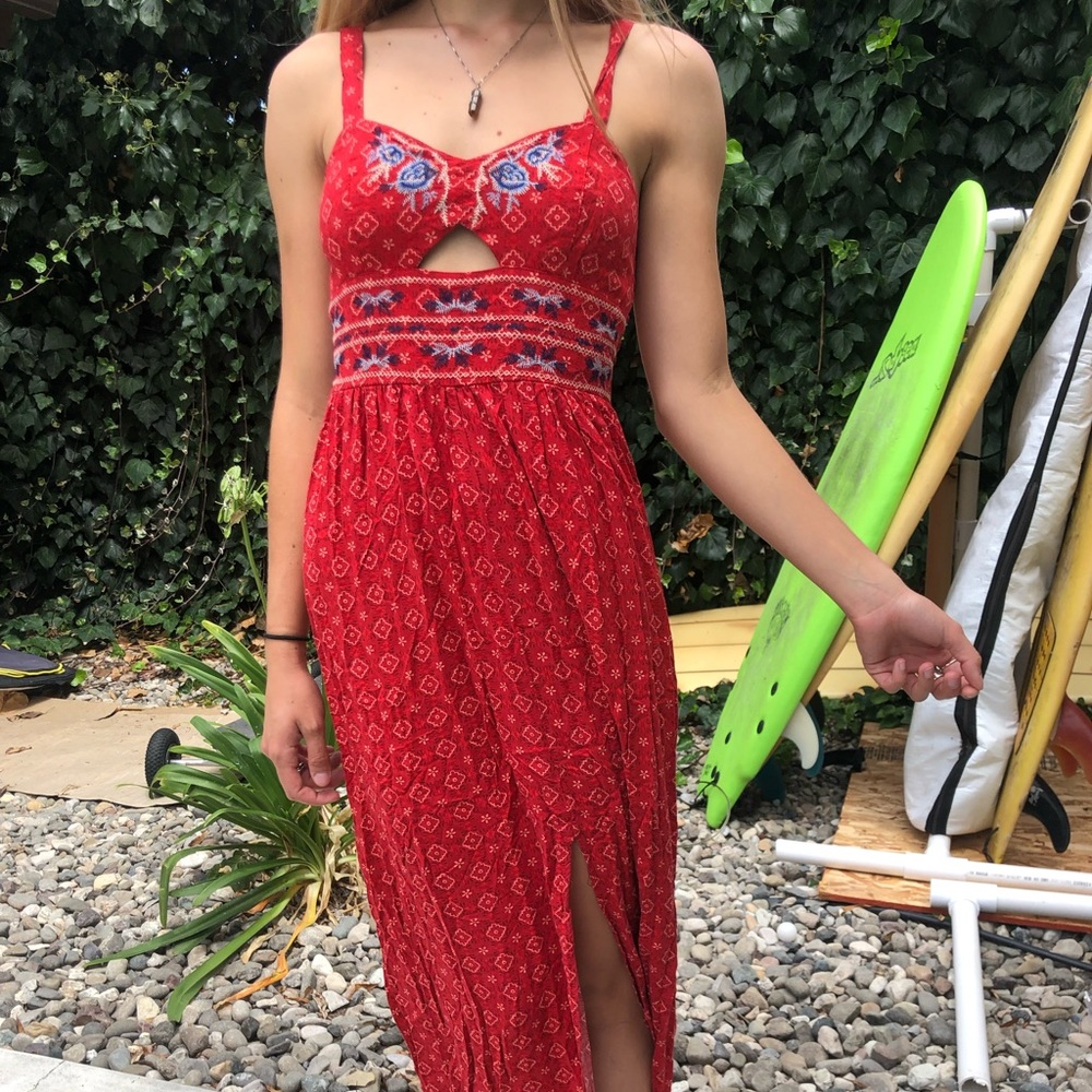 Red BoHo Maxi Dress